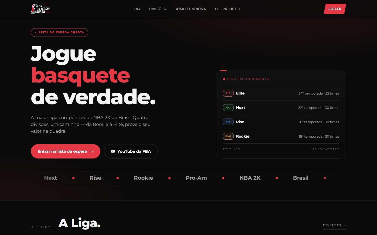 Página inicial da plataforma FBA Brasil